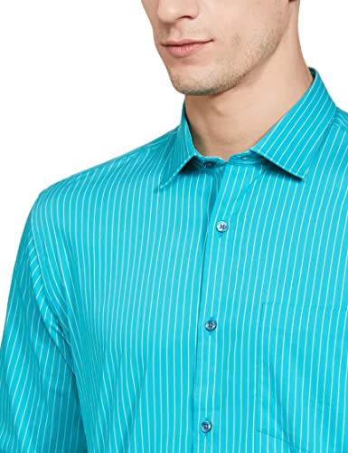 Image of Park Avenue Men's Cotton Blend Stripe Pattern Slim Fit Semi Cutaway Collar Full Sleeve Formal Shirt