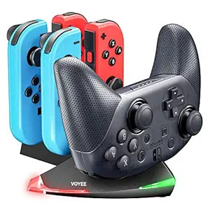 Charging Dock Compatible with Nintendo Switch Controller Joycon OLED Model, VOYEE Swich Controller Charger Station Compatible with 4 Joy Cons with Indicator and Type C Charging Cable