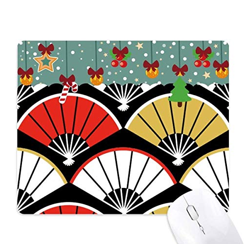 Alfombrilla plegable para ratón con diseño de abanico oriental en rojo, negro y dorado