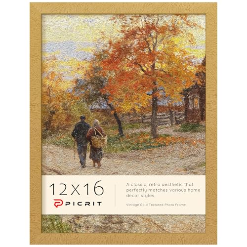 Picrit 12x16 Picture Frame Photo Frame for Wall Mounting Display Gold