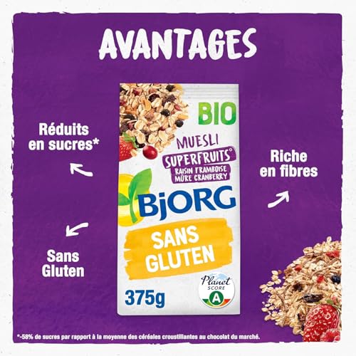 Muesli Superfruits BJORG d'exception avec cranberries et framboises bio - 3