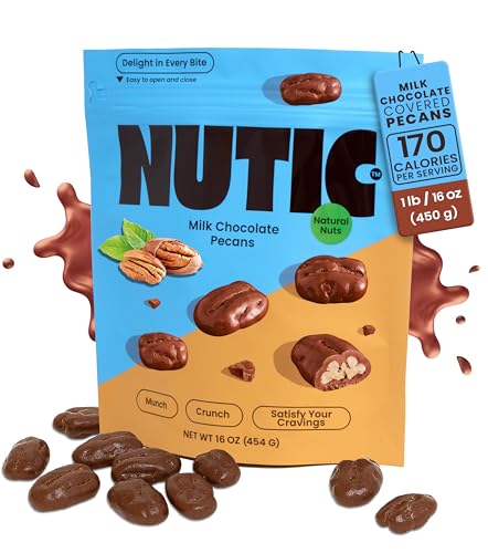 Nutic Milk Chocolate Covered Pecans - 1Lb - Sweet Delights - Indulge in Soft & Creamy