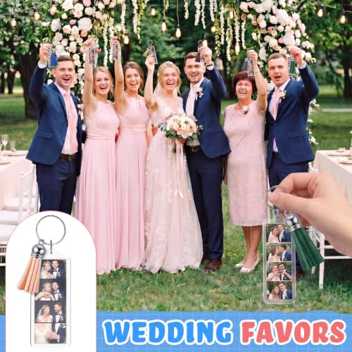 Image of Henoyso 36 Sets 3.3x1.3 Inch Acrylic Photo Frame 2026 Back to School Customizable Keychain with Tassels Back to School Teacher Gift Picture Insert Blank Clear Picture Holder for DIY