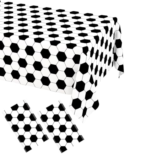 WNINK 2 Pack Soccer Party Tablecloths Soccer Theme Disposable Plastic Table Cloth Soccer Sports Party Table Covers for Soccer Theme Birthday