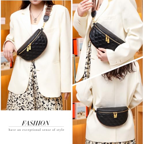 Umhängetasche Damen Bauchtasche Damen Leder, Crossbody Bag Damen Breiter Gurt, Damen-Umhängetaschen Bauchtasche Damen Stylisch, Gürteltasche Damen Elegante – Bild 3