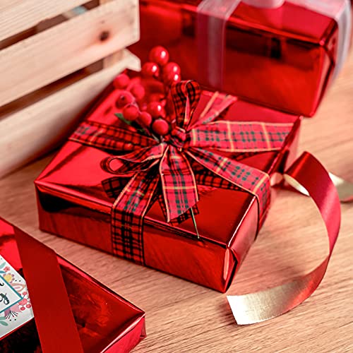 Image of RUSPEPA Red Metallic Wrapping Paper - Christmas Wrapping Paper Perfect for Wedding, Birthday, Christmas, Baby Shower - 17 Inches X 32.8 Feet