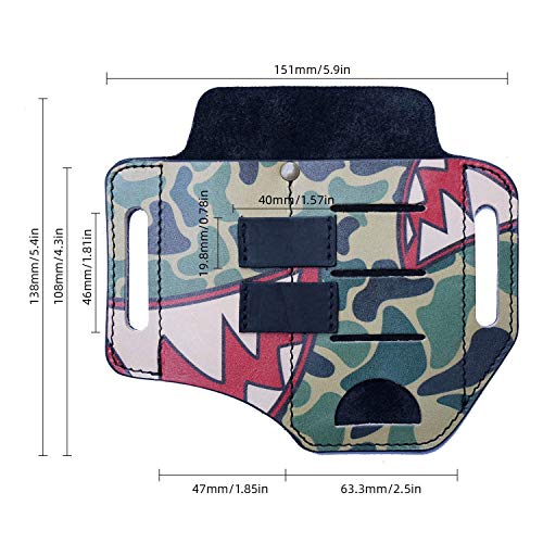 VIPERADE PJ13 Camoshark Knife Sheath for Belt, Tool Leather Sheath for men, EDC Pocket Tool Pouch/Flashlight Holster/Multitool Leather Sheath for Leatherman, Handmade Knife Leather Sheath - Thumbnail 3