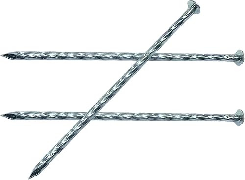 Coffken Uñas de césped de metal 30 piezas de estacas de paisaje de 10 pulgadas puntas de paisaje galvanizadas en espiral parte superior extra grande
