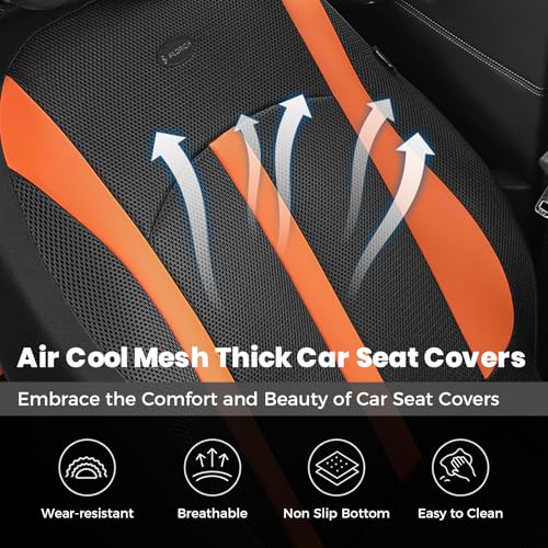 Image of FLORICH Front Car Seat Covers, Breathable Mesh Automotive Seat Cover, Universal Seat Covers Car Interior Protectors Cushion for Most Cars&SUV-Orange