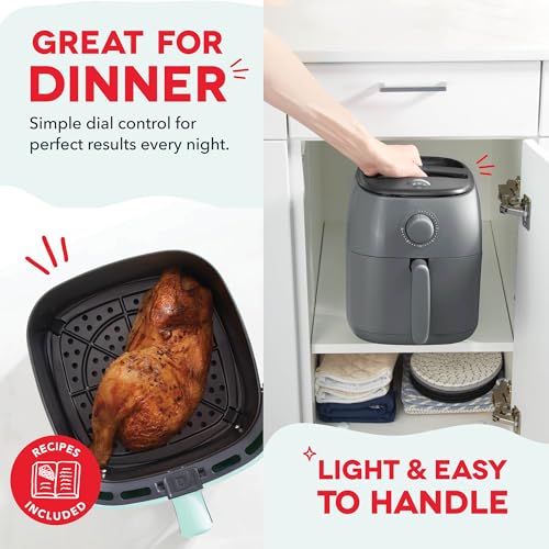 Image of Dash Tasti-Crisp Air Fryer - AirCrisp Technology - Compact Design with Adjustable Temperature Control - Nonstick Fry Basket & Auto Shut-Off Feature - 2.6 Quarts - Cool Grey