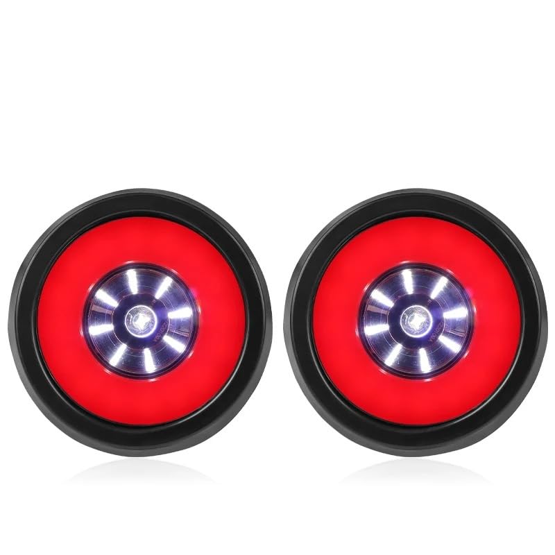 赤と黒のトレーラー Amazon | Partsam 4個 4インチ ラウンド LED トレーラー テール