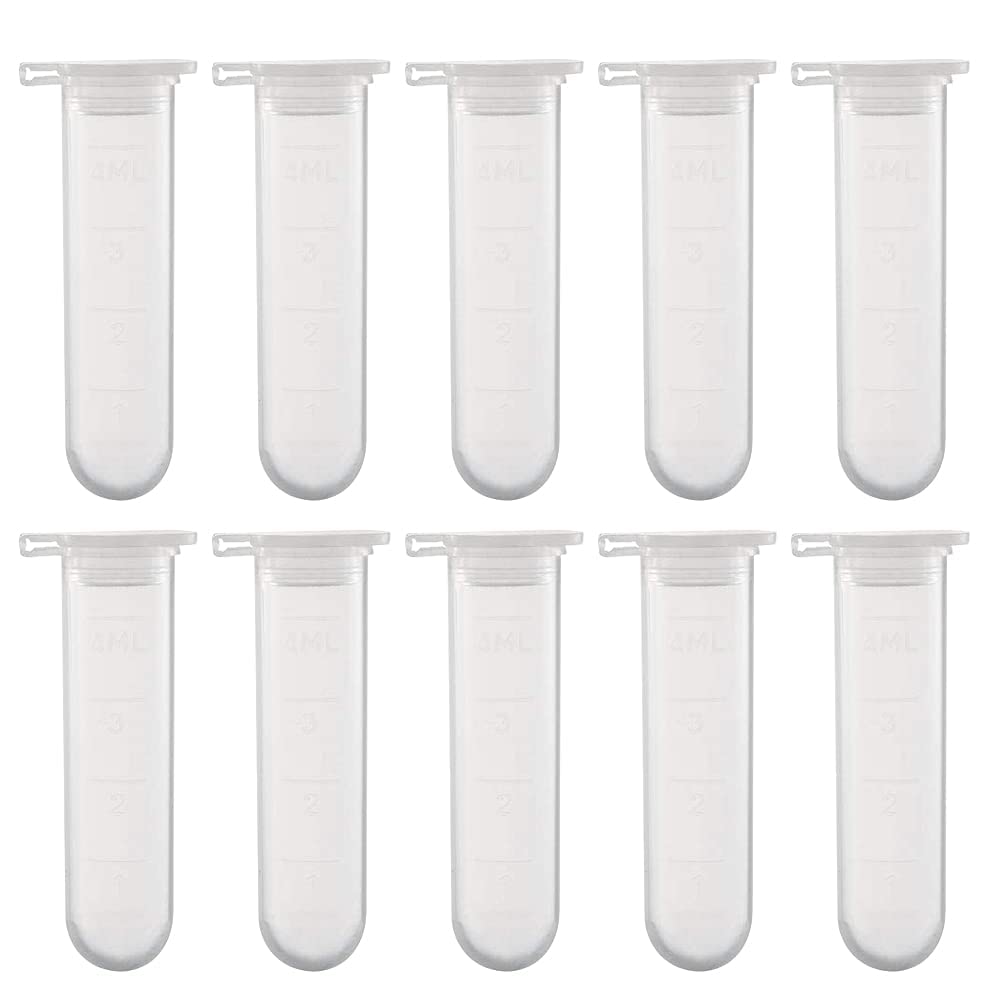QUNINE Tubes à centrifuger de Laboratoire Scientifique de 5ml, 50 pièces, Tubes d'expérimentation à Couvercle à Pression