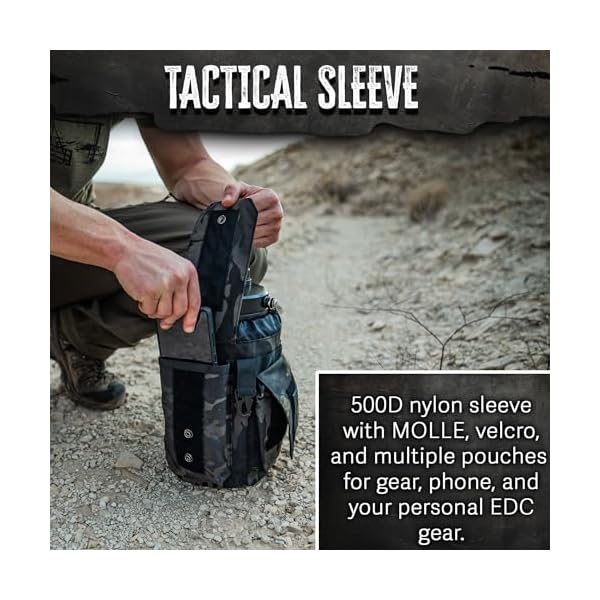 Iron Infidel Battle Bottle - One Gallon Insulated Water Bottle with Dual Carry Handles - 128 oz Tactical Stainless Steel Water Jug & Rugged Extra Large Sleeve with Storage (Black Camo 128 Ounces) - Image 6