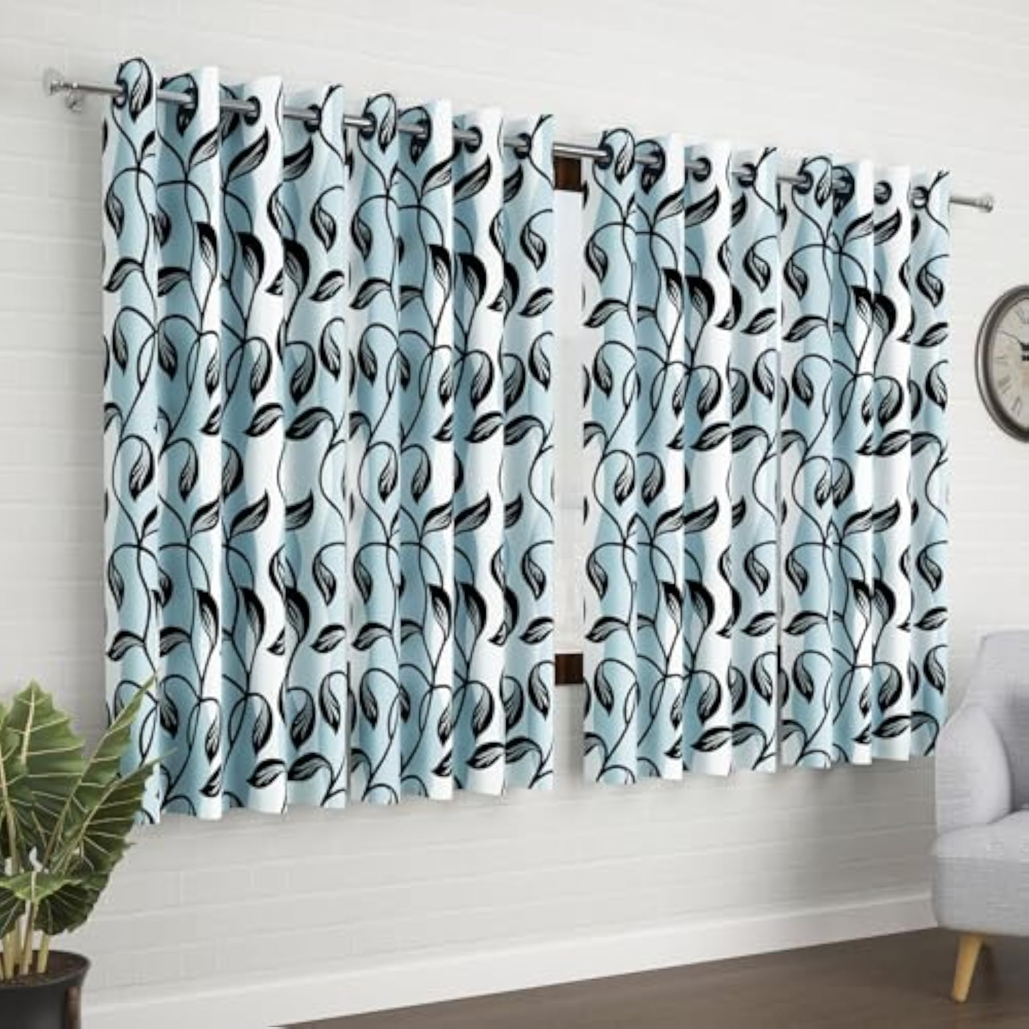 Window Curtains 5 Feet Long Set of 10, Floral Design