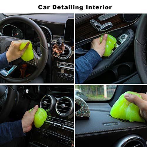 Sendida Car Cleaner Putty Detailing Brush - 2 Pack Auto Gel Interior Cleaner Putty Glue with Brushes Set for Cleaning PC Tablet Laptop Keyboards Car Vents Cleaner Slime Goop Detailer - Thumbnail 6