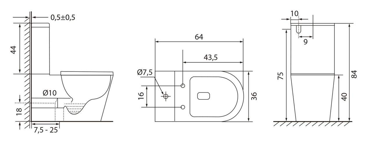 Inodoro Completo,Inodoro Blanco, Retrete para Hogar Sistema Rimless Antibacterias Tapa Dura Extrafina Amortiguada Salida Dual
