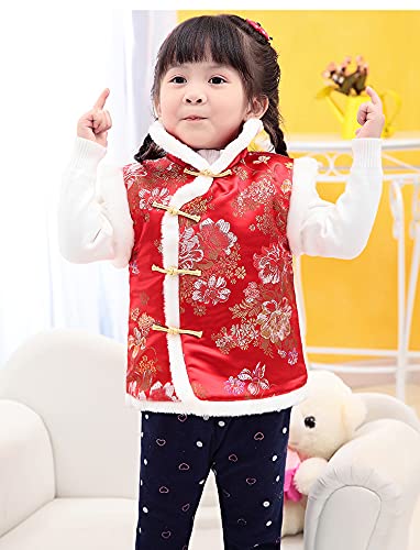 Girl Vest Coat Fleece Quilted Chinese New Year Kids Outfits Traditional Tang Tank Tops4