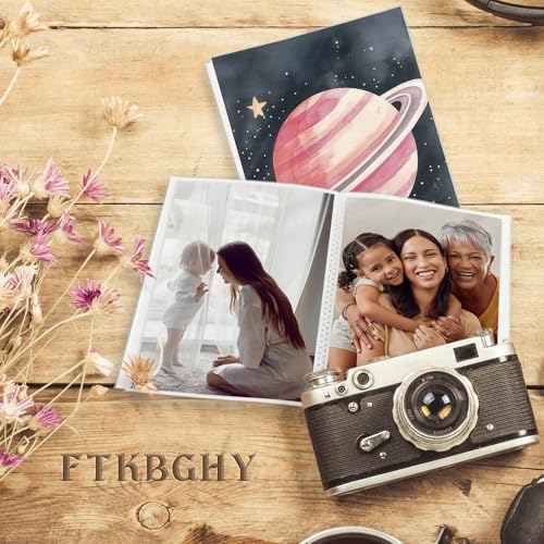 Image of Space Kids Photo Album 4x6, Pink Planet Star Baby Boy Girl 18 Pockets Small Picture Memory Book Photo Album Keepsake for Babies Shower Newborns Family