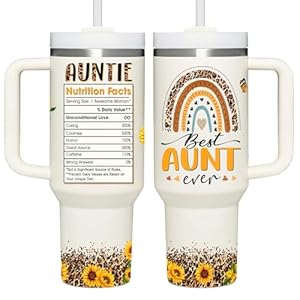 Gifts for Aunt Auntie Gifts Aunt Gifts from Niece Nephew Christmas Gifts For Aunt Birthday Gift Mothers Day Gifts for Auntie Gifts for New Aunt 40oz Sunflower Tumbler With Handle Straw