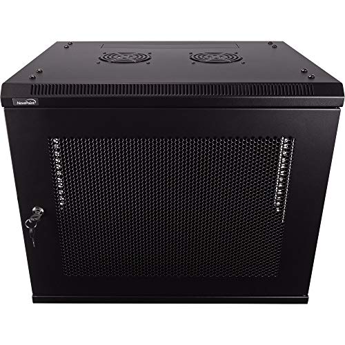NavePoint 9U Deluxe IT Wallmount Cabinet Enclosure 19-Inch Server Network Rack with Locking Perforated Door - Black