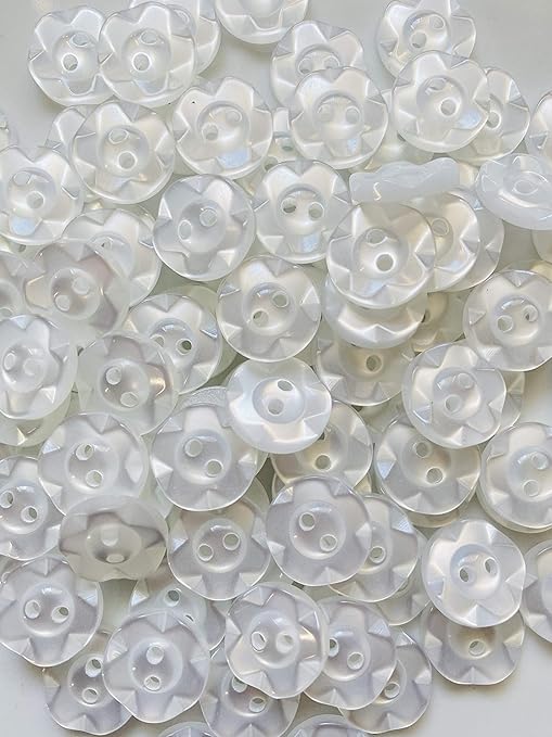 Pack of 100 Fruit Gum Baby Buttons - 11mm, 14mm, 17mm - Assorted Pink Blue Lemon Mint White Lilac Peach Cream - Simply Sew Crafty™ (White, 11mm)