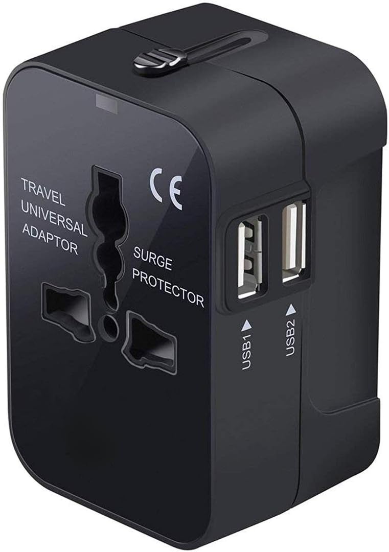 jilra Universal Travel Adapter, International All in One Worldwide Travel Adapter and Wall Charger with USB Ports with Multi Type Power Outlet USB 2.1A,100-250 Voltage Travel Charger (Black)-image-24