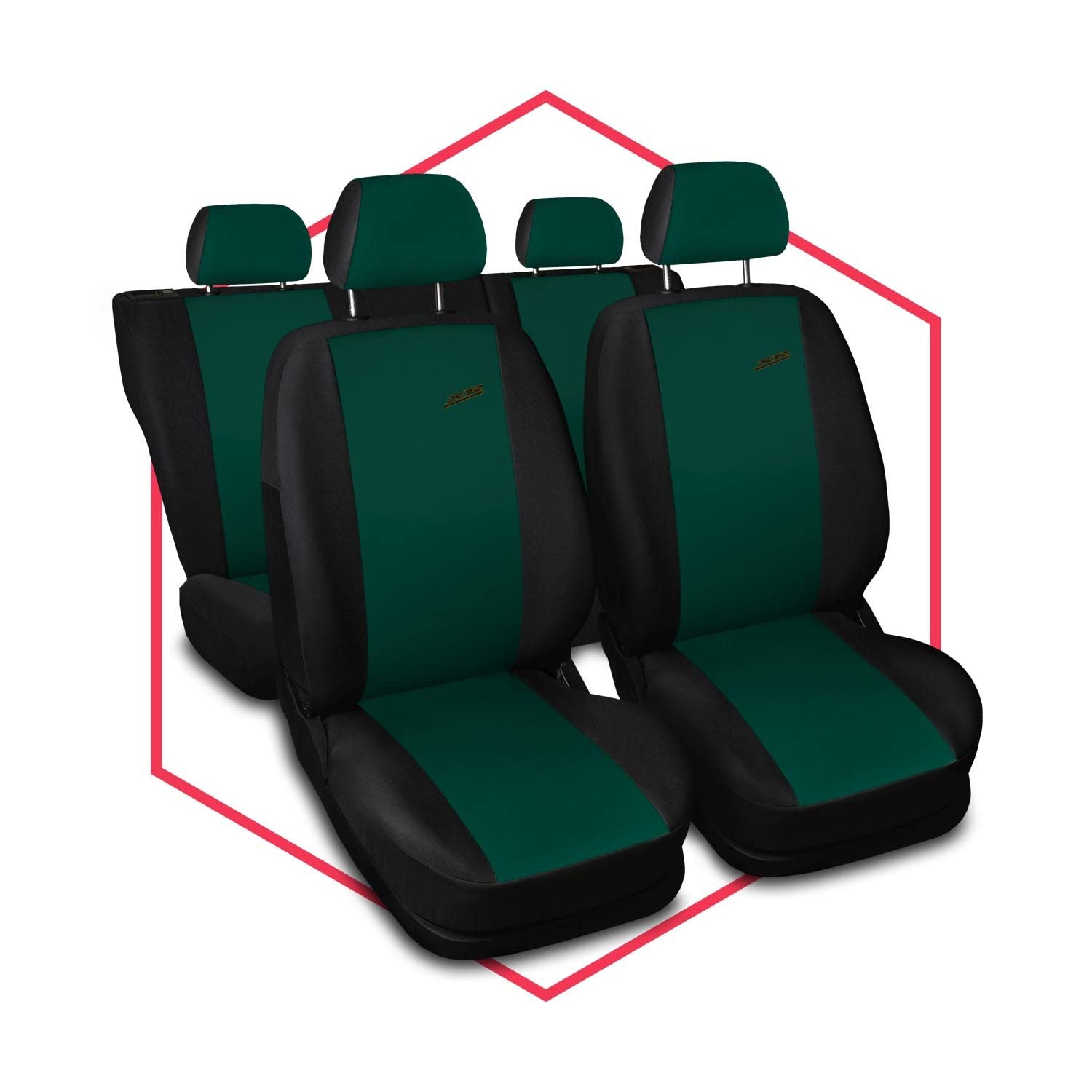 3er Set Autositzbezüge PKW universal | Auto Sitzbezüge Polyester Grün für Airbag geeignet | für Vordersitze und Rückbank | 1+1 Autositze vorne und 1 Sitzbank hinten teilbar 2 Reißverschlüsse