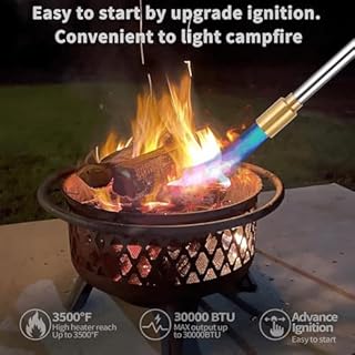 GasBRUH Weed Torch Propane Burner,34" Long arm Weed Torch Include a Weeding Rake,Fire Starter,Charcoal Starter,Blow Torch with Flame Control and Igniter for Roof,Wood,Ice,Snow (Tank not included)