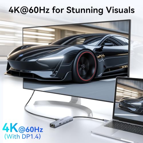 Image of MOKiN 10Gbps USB C Hub Ethernet, 7 in 1 USB C Adapter for MacBook Pro /Air with 4K@60HZ HDMI, 3*USB-C 10Gbps Data, RJ45, USB 2.0, 100W PD, USB C Dongle for MacBook Pro /Air /Dell /HP /Thinkpad /Lenovo. | 7 in 1 HDMI Adapter with 3x USB-C 10Gbps Data, HDMI, Ethernet, 100W PD Charging, Mac Dongle for Dell /HP /Lenovo /Laptop