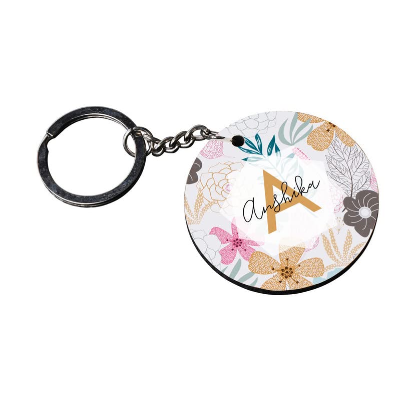 Personalized & Customized Name Letter A Front & Back Photo Round Keychain (Round Shape), Key Chain with name, Key CHain With Photo-image-31