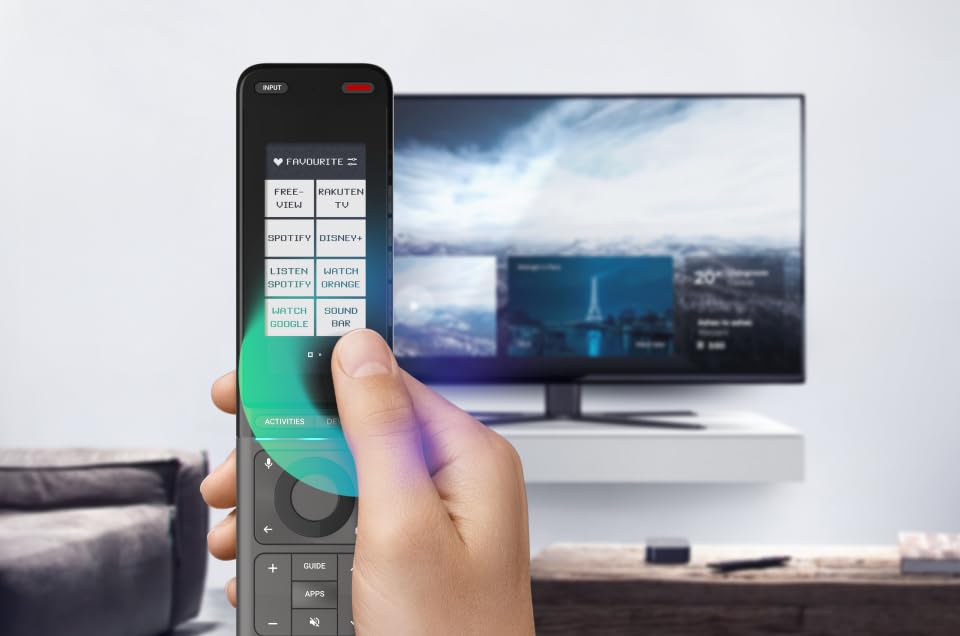 One For All URC7985 Smart Control Pro Universele afstandsbediening – touchscreen, app-bediening, infrarood en Bluetooth, aanpasbare activiteiten en schermen, toetsen met achtergrondverlichting