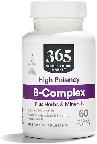 365 by Whole Foods Market, Vitamina B Complex Hi Potency - Soporte a base de hierbas, 60 tabletas