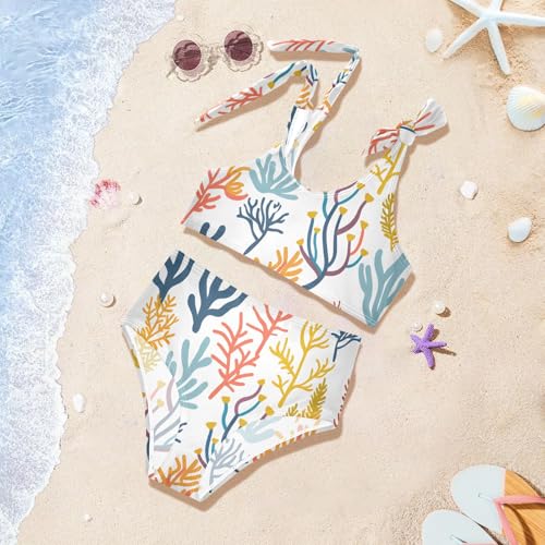Girls' Bikini Set, Sea Corals Different Seaweed Kids Swimsuit 2 Pcs Beach Bathing Suit4