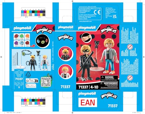 Playmobil 71337 Miraculous : Adrien & Chat Noir - Miraculous - Comprend Adrien, Chat Noir, Kwami Plagg et Divers Accessoires - Les Aventures de Ladybug et Chat Noir - Dès 4 Ans
