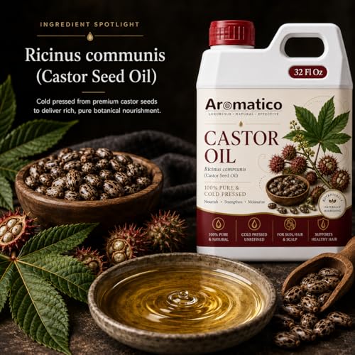 Image of AROMATICO Castor Oil for Skin, Hair and Body Care, Multipurpose Carrier Oil for Massage, Scalp Care, Dry Skin Routine, DIY Beauty and Natural Glow - 946 ml