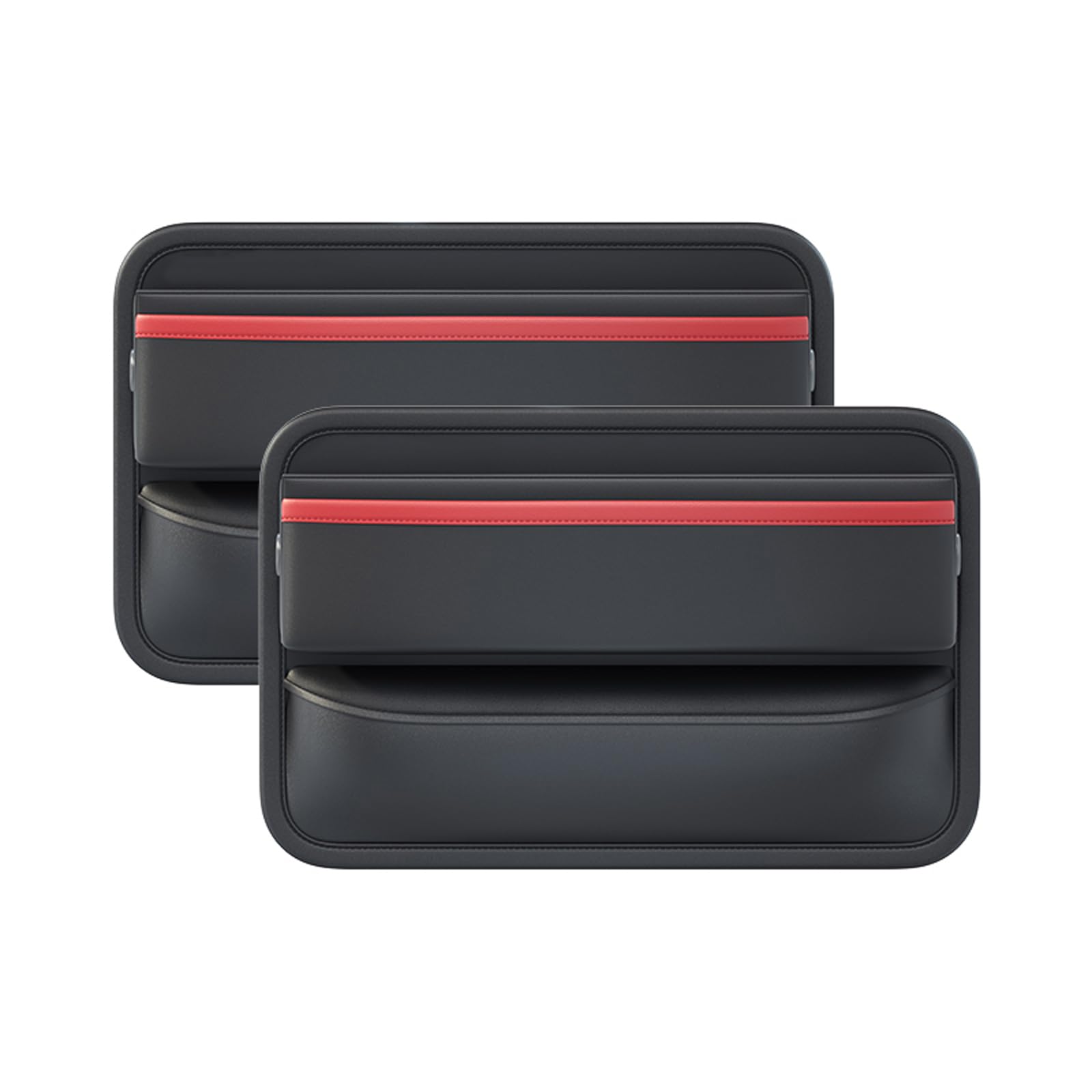 2 Pack Car Seat Gap Filler, Universal Fit Car Seat Gap Filler Organizer, Premium Leather Car Storage Box, for Phones, Glasses, Keys, Cards (Black-B)