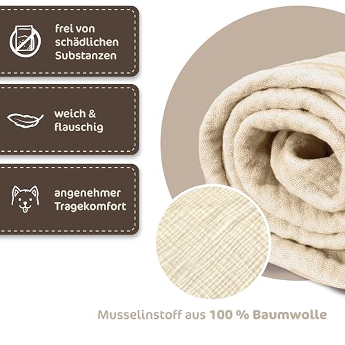 Hundehalstuch, Oeko-TEX® Standard 100 - Hunde Halstuch als Geschenk für Hundeliebhaber (Beige)