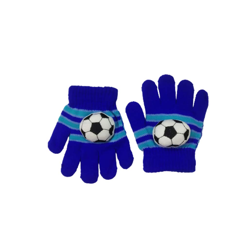 NIUE 1Pair Acrylic Woolen Winter Gloves for Baby Girls & Baby Boys Toddler Football Design Gloves (Blue,1-3 Years Old)