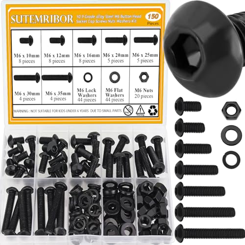 Lot de 150 vis et écrous M6 noir en acier pour remplacer vos fixations usées