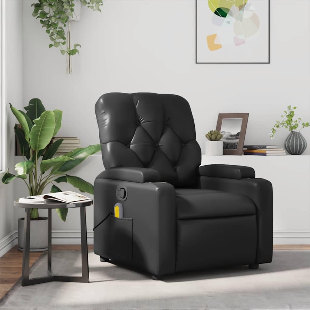 Chaise longue en cuir synthétique et cadre en bois métallique solide