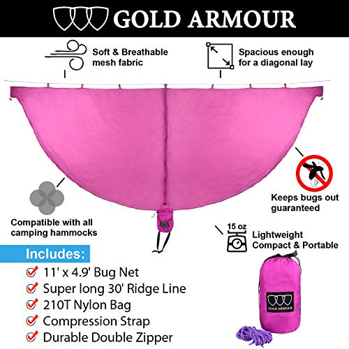 Gold Armour Hammock Bug Net - Mosquito Net for Hammocks - Premium Quality, Mesh Hammock Netting, Camping Accessories for Camping Hammock - Essential Camping Gear - Image 3