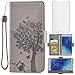 Asuwish Compatible with Samsung Galaxy J7 Star J 7 Crown 7J Refine 2018 J7V V 2nd Gen Wallet Case and Tempered Glass Screen Protector Flip Cell Phone Cover for Glaxay Aura S767VL SM J737V Women Gray