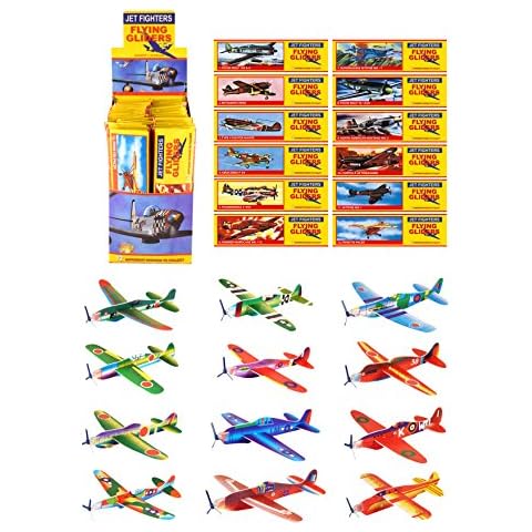 Henbrandt Pack Of 12 Classic World War II Flying Plane Gliders - Polystyrene Pinata Toy Loot Party Bag Fillers Wedding Cover