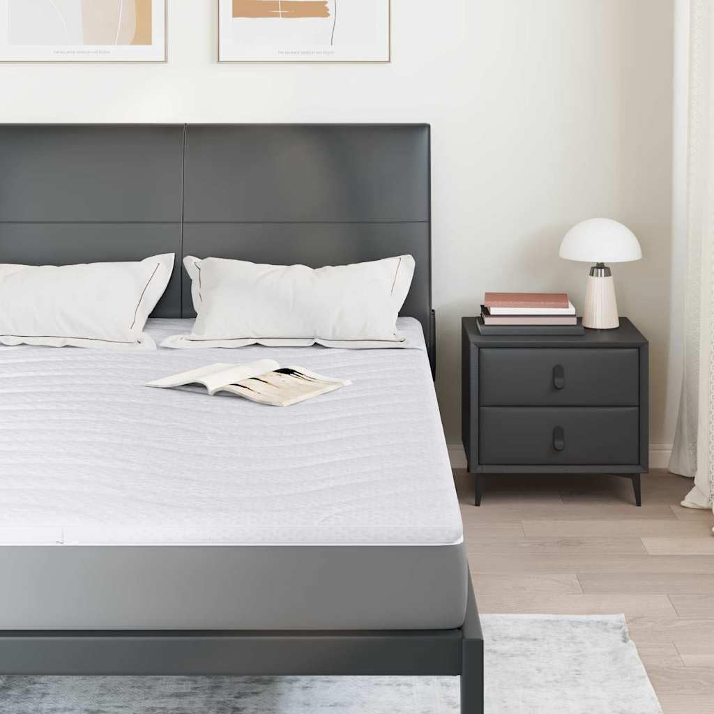 Cubrecolchón blanco tejido de punto 140 x 190 cm con relleno de espuma de látex, ergonómico, transpirable y suave, protector de colchón antideslizante para cama con somier, alivia la