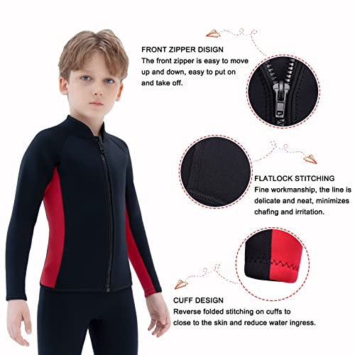Chaqueta y Pantalones de Neopreno para Niños de 3mm, Traje de Agua para Natación, Surf, Buceo y Snorkel para Niños y Jóvenes (Tops 6, Pantalones 6) miniatura 5