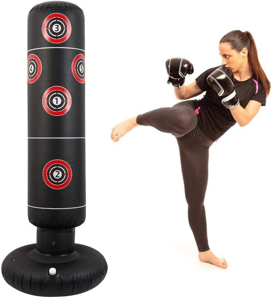 Inflatable Boxing Bag Training Fitness, Fitness Punch Bags Freestanding Heavy Boxing Bags Decompression Sandbag Kick Strike Training for Adults and Kids