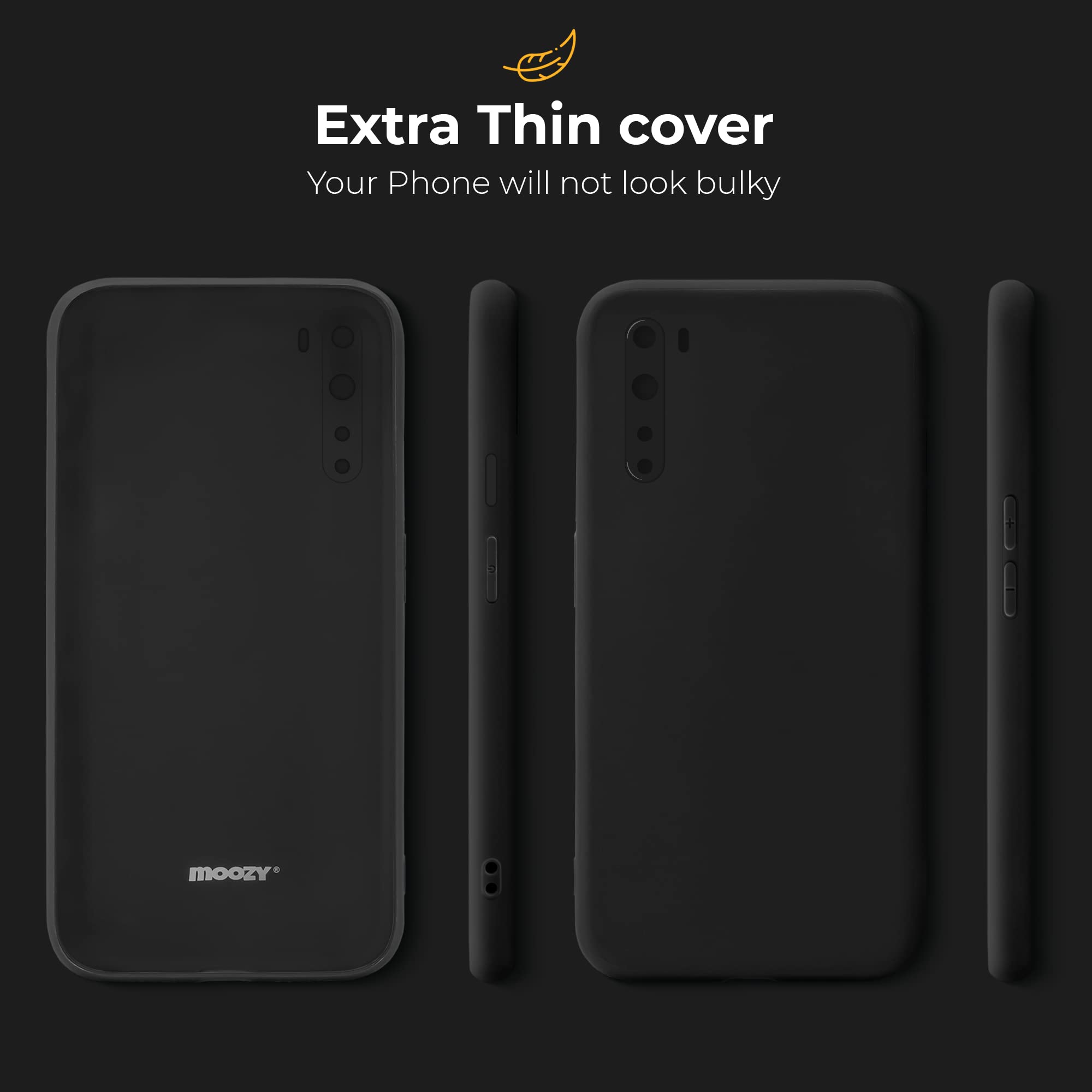 Moozy Minimalist Series Cover In Silicone Per OnePlus 9 Pro 5G - Custodia TPU Sottile, Opaca, Antiurto - Compatibile Ricarica Wireless - Nero