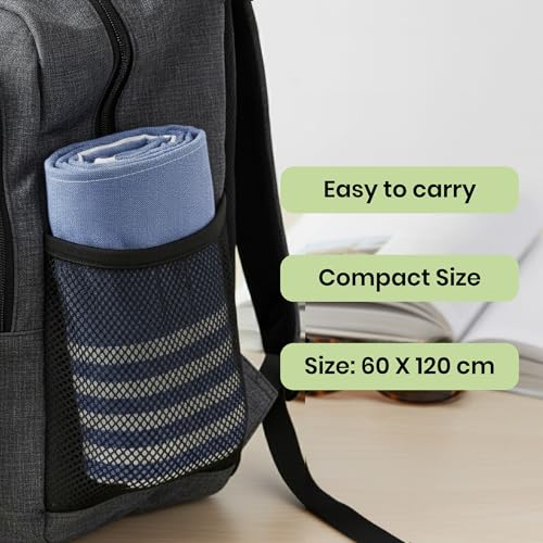 Image of Mush Grab & Go Bamboo Travel Towel | 100% Bamboo Bath Towel for Beach, Hiking & Gym Towel for Men Workout | Compact Towels with Travel Bag | 60x120 cms, 250GSM Quick Dry & Featherlight | Navy Blue