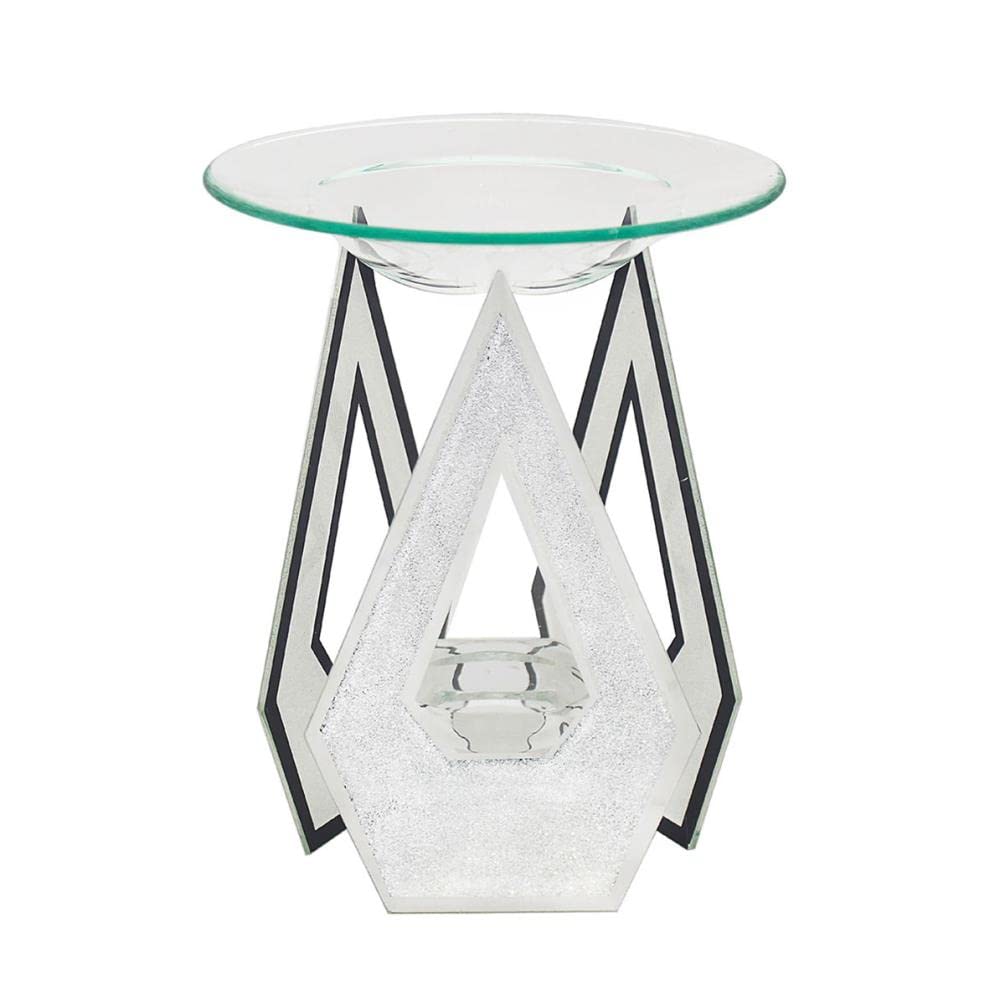 Lesser & Pavey White Diamond Shape Glass Oil Burner Tealight Holder