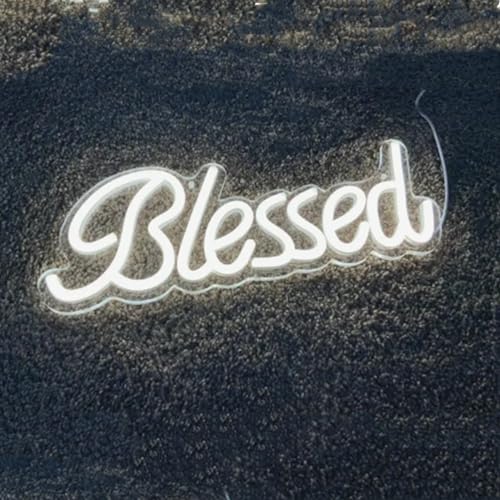 Image of Blessed Neon Signs,LED Arylic Dimmable Blessed Neon Light Decorative Wall Arts Night Lamp for Bedroom Office Studio Lounge Birthday Baby Shower Party,Warm White 17x7Inch